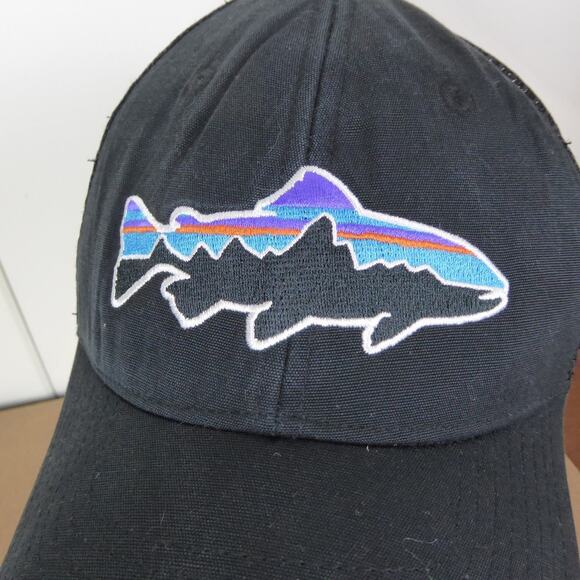 Patagonia Baseball Trucker Hat Cap Mesh Snap Back Embroidered Fish Logo Gorpcore - Picture 2 of 11
